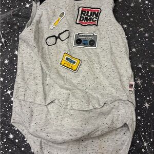 RUN DMC Grey Sleeveless Baby Bodysuit with Music Patches